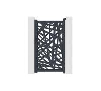 Portillon battant en aluminium à motif géométrique en découpe laser - L103 x H180 cm - Anthracite - NATAFO