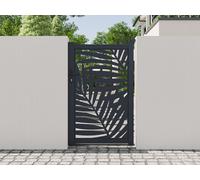 Portillon battant en aluminium à motif tropical en découpe laser - L103 x H166 cm - Anthracite - TOGIRO