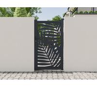 Portillon battant en aluminium à motif tropical en découpe laser - L103 x H180 cm - Anthracite - TOGIRO