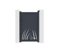 Portillon battant en aluminium à motif végétal en découpe laser - L103 x H166 cm - Anthracite - BRAMENO