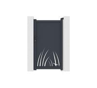 Portillon battant en aluminium à motif végétal en découpe laser - L103 x H180 cm - Anthracite - BRAMENO