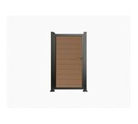 Portillon battant plein en bois composite - L100 x H183 cm - naturel foncé - SENZIO