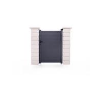 Casanoov Portillon EIGER 1x1,40m Aluminium Gris Anthracite - Design Plein Élégant et Moderne - Robuste Inoxydable Résistant Intempéries - Montage Facile Clôture Jardin Sécurisée Intimité 100x143cm