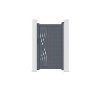 Casanoov Portillon Aluminium VELETA 103 x 176 cm - Gris Anthracite RAL 7016 - Motif Nature - Ouverture À Gauche - Résistance Au Vent 55 km/h - Entre Piliers 101 À 104 cm - Accessoires Inclus - Kit