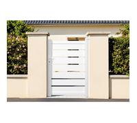 Casanoov Portillon VOGEL 1x1,40 m Aluminium Blanc Mat - Design Ajouré Moderne - Robuste et Résistant Intempéries - Montage Facile - Clôture Jardin Sécurisée - Entrée Extérieure 100x140 cm