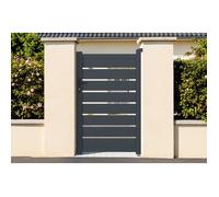 Casanoov Portillon VOGEL 1x1,60 m Aluminium Gris Anthracite - Design Ajouré Moderne - Robuste et Résistant Intempéries - Montage Facile - Clôture Jardin Sécurisée - Entrée Extérieure 100x160 cm
