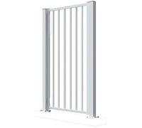 Portillon de jardin 1 vantail 80 × 110 cm - acier galvanisé blanc, avec verrou, fixation au sol