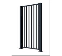 Portillon de jardin 1 vantail 80 × 110 cm - acier galvanisé noir, avec verrou, fixation au sol