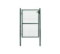Portillon de jardin 105 x 125 cm en acier vert avec serrure et poignée