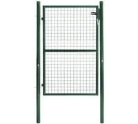 Portillon de jardin 105 x 125 cm en acier vert avec serrure et poignée