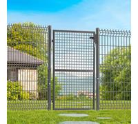 IDMarket - Portillon de jardin 105 x 150 cm en acier gris anthracite avec serrure et poignée