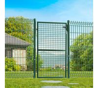 Portillon De Jardin 105 X 150 Cm En Acier Vert Avec Serrure Et Poignée Vert
