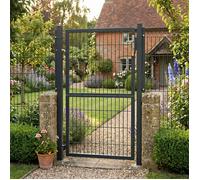 Portillon de Jardin, Acier Galvanisé, Verrouillable, Tube Rectangulaire, 106 x 150 cm (L x H), Gris