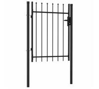 Portillon de jardin en acier - VIDAXL - 100x170 cm - Noir - Dessus à pointe - Acier enduit de poudre - 3 clés incluses