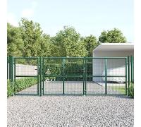 Portillon de Jardin, Grillage Acier Galvanisé, Portail de Jardin avec Verrouillage, Design Résistant aux Intempéries, pour Clôture, Terrasse, Patio, Couleur Vert, 400 x 175 cm