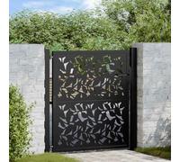 Portillon de Jardin, Portail de Jardin Porte de Clôture noir 105x106 cm acier conception de feuilles
