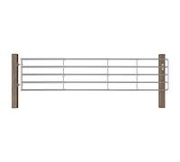 Portillon de Pâturage, Acier Galvanisé 5 Tubes avec Fermeture Automatique, Portillon de Jardin, Barrière de Sécurité Ajustable, pour Enclos Animaux, Jardin, Ferme, Argent, (150-400) x 90 cm