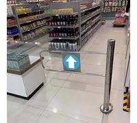 Portillon de sécurité à ressort pour entrée de supermarché, barrière de sécurité à fermeture automatique, barrière d'accès en acier inoxydable pour magasin/bibliothèque,Right-80x100cm