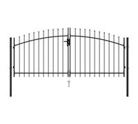 Portillon double porte avec dessus à pointe Acier 3x1,25 m Noir