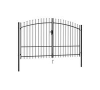 vidaXL Portillon double porte avec dessus à pointe Acier 3x1,75 m Noir