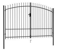 Portillon double porte avec dessus à pointe Acier 3x2 m Noir