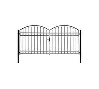 Portillon double porte avec dessus arqué Acier 300x125 cm Noir
