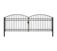 vidaXL Portillon double porte avec dessus arqué Acier 400x125 cm Noir