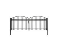 vidaXL Portillon double porte avec dessus arqu¿¿ Acier 400x175 cm Noir