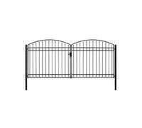 vidaXL Portillon double porte avec dessus arqu¿¿ Acier 400x200 cm Noir