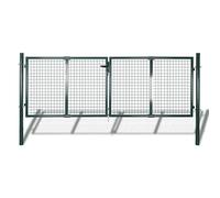 Portillon Double Porte, Portail de Jardin en Grillage, Clôture avec Serrure, Barrière de Jardin Terrasse Extérieur, Acier 306x175 cm Vert