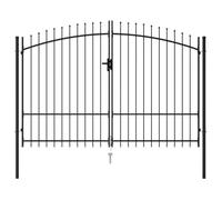 Portillon double - VIDAXL - 196602 - Acier Noir - 3x1,75 m - Plein Droit