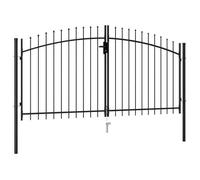 Portillon double - vidaXL - Acier - Noir - 3x1,5 m - Sécurité élevée