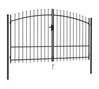 Portillon double - vidaXL - Acier - Noir - 3x1,75 m - Anti-corrosion