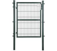 SONGMICS Portillon de Jardin Grillagé, en Acier Galvanisé, Clôture avec Serrure, Porte 106 x 125 cm (L x H), Tube Rectangulaire, Vert GGD175L