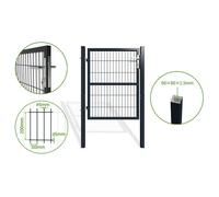 Casanoov Portillon de Jardin Grillagé RAZO 1x1,2 m Gris Anthracite - Portillon Jardin avec Poteaux Inclus - Acier Galvanisé - Résistant Intempéries et Corrosion - Kit Complet Montage Facile 87x120 cm