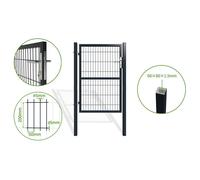 Casanoov Portillon Grillagé Jardin RAZO - Accès Piéton 1 m - Acier Galvanisé - H 140 cm - Gris Anthracite RAL 7016 - Poteaux 60x60 cm - Mailles du grillage 50 x 200 mm - Serrure À Barillet