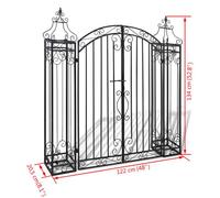 Portillon ornemental de jardin Fer forgé 122 x 20 5 x 134 cm_2 ans garantie_94415