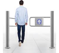 Portillon pivotant Robuste à Ressort à 90°, barrière de sécurité métallique pour supermarchés et entrepôts, Porte de Passage à Fermeture Automatique, 140 x 100 cm, Solution d'entrée sécurisé