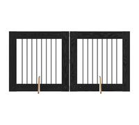 Portillon pour Chien 2 pcs chêne Noir 80 x 80 cm avec Supports, Pliable et Robuste en Bois d'ingénierie, Installation Facile pour intérieur, Salon, Voyage, sécurité et Protection des Animaux
