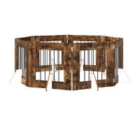 Portillon pour Chien en Bois d'ingénierie chêne fumé 60 x 60 cm 8 pièces Pliable Robuste pour intérieur Salon Jardin sécurité et Protection Animaux