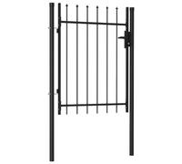vidaXL Portillon simple pour jardin avec dessus à pointe Acier 1 x 1,2 m Noir