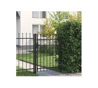 vidaXL Portillon simple pour jardin avec dessus à pointe Acier 1 x 1,2 m Noir