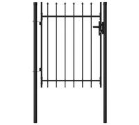 Portillon simple porte avec dessus à pointe Acier 1x1,2 m Noir