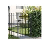 vidaXL Portillon simple BOXTEL avec dessus à pointe – Acier 1 x 1,5 m Noir
