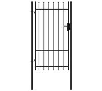 vidaXL Portillon simple porte avec dessus à pointe Acier 1x1,75 m Noir