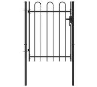 Poort met gebogen bovenkant enkel 1x1,2 m staal zwart146030