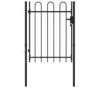 Poort met gebogen bovenkant enkel 1x1,2 m staal zwart146030