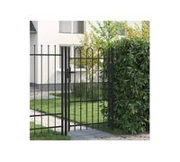 Portillon simple porte avec dessus arqué Acier 1x1,5 m Noir