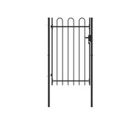 Portillon simple porte avec dessus arqué Acier 1x1,5 m Noir