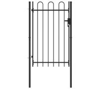 Portillon simple porte avec dessus arqué Acier 1x1,5 m Noir